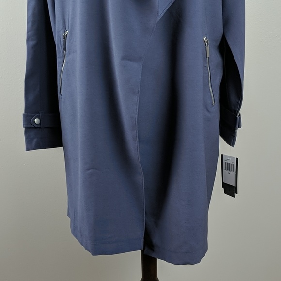 Sebby Draped Open Front Trench Coat Blue Sz M L XL - Picture 3 of 8